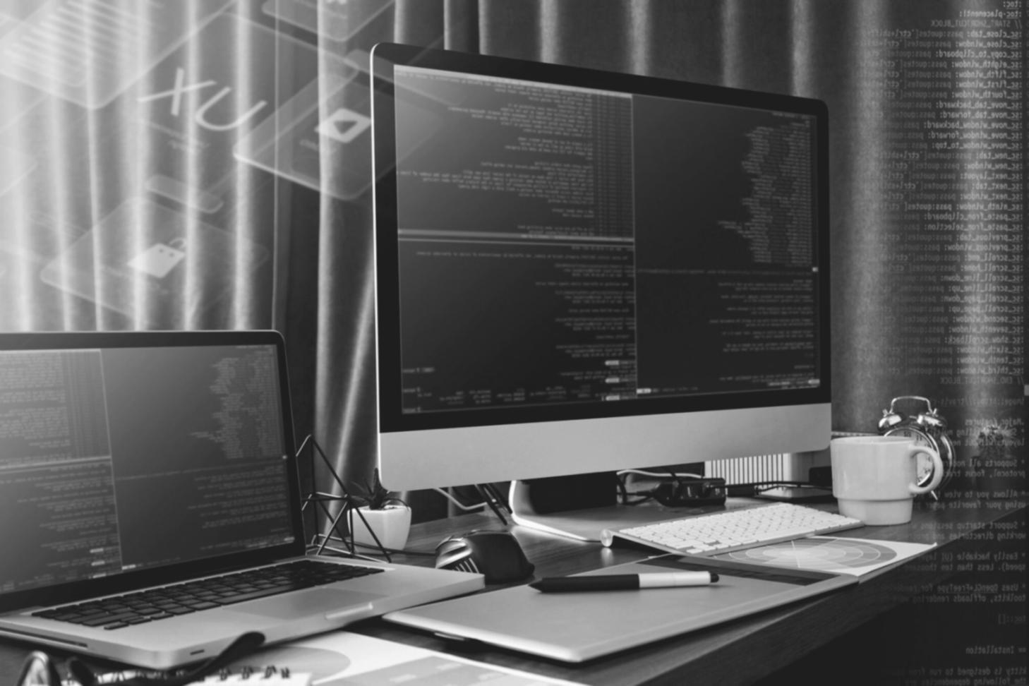 Professional testing coordination workspace showing multiple screens with testing dashboards and quality assurance workflows
